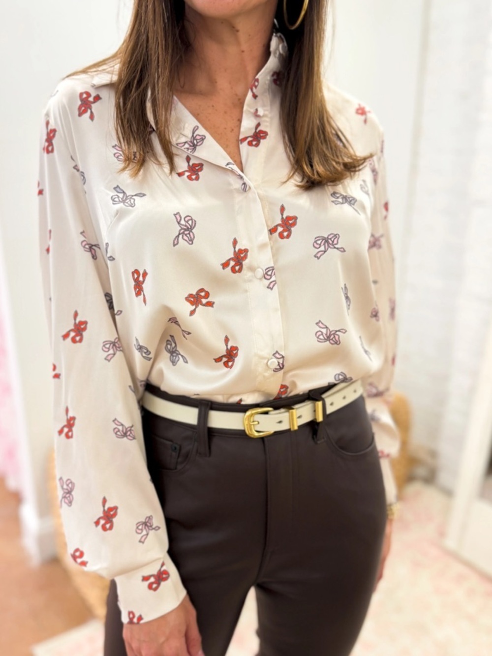 Jacquie the label bow blouse top shirt button down